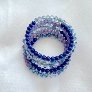 Blue crystal wrap bracelet